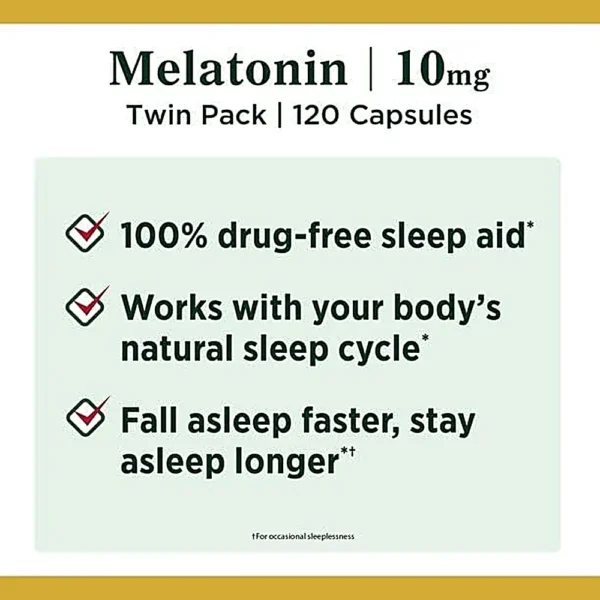 MELATONINA NATURE'S BOUNTY 10 MG 60 CÁPSULAS | PACK 4