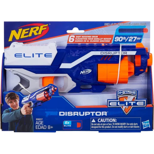 NERF LANZADOR ELITE DISRUPTOR CON TAMBOR GIRATORIO DE 6 DARDOS