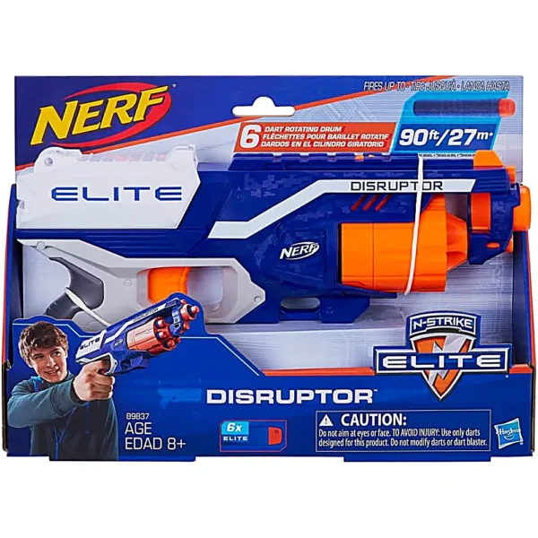 NERF LANZADOR ELITE DISRUPTOR CON TAMBOR GIRATORIO DE 6 DARDOS