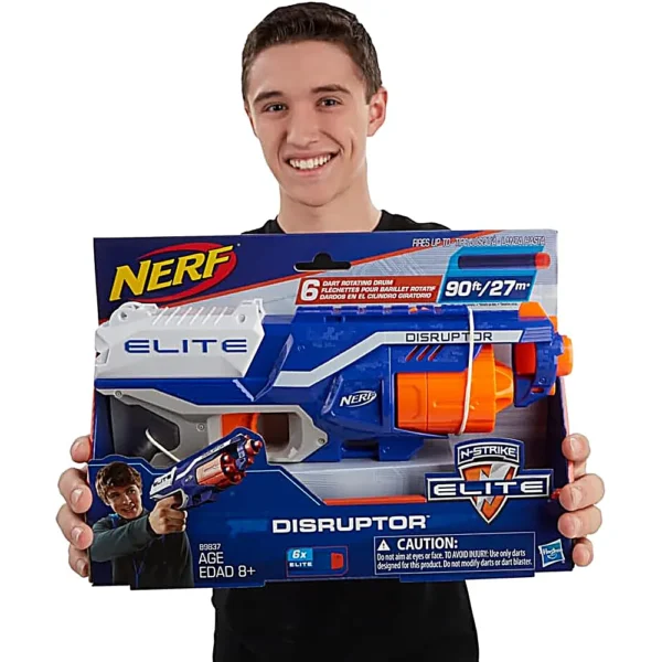 NERF LANZADOR ELITE DISRUPTOR CON TAMBOR GIRATORIO DE 6 DARDOS