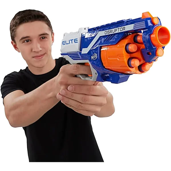 NERF LANZADOR ELITE DISRUPTOR CON TAMBOR GIRATORIO DE 6 DARDOS