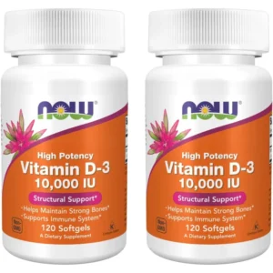 VITAMINA D3 NOW FOODS 10000 UI 120 CÁPSULAS BLANDAS | PACK 2