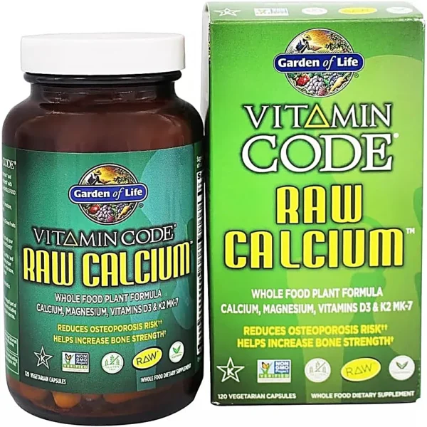 CALCIO GARDEN OF LIFE VITAMIN CODE RAW CON MAGNESIO + D3 + K2 120 CÁPSULAS | PACK 2