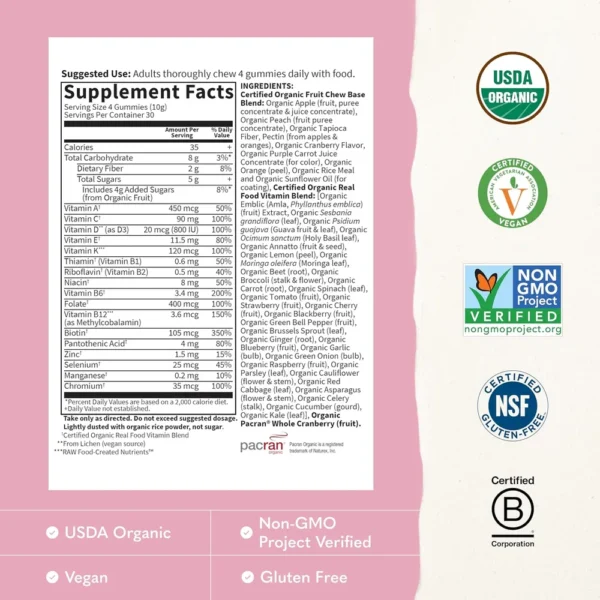 MULTIVITAMÍNICO GARDEN OF LIFE ORGANICS WOMEN'S MULTI BERRY 120 GOMITAS