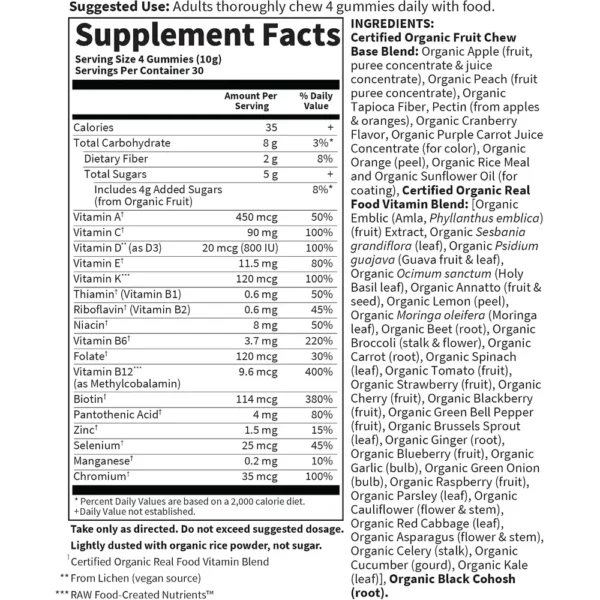 MULTIVITAMÍNICO GARDEN OF LIFE ORGANICS WOMEN'S MULTI 40+ BERRY 120 GOMITAS