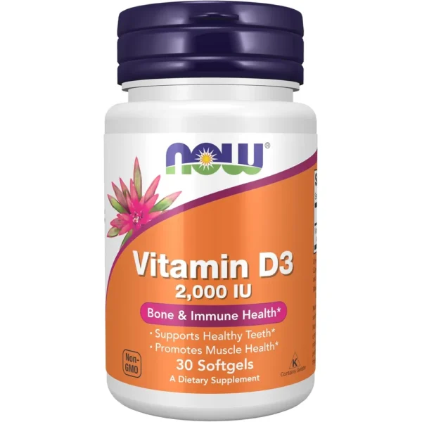 VITAMINA D3 NOW FOODS 2000 UI 30 CÁPSULAS BLANDAS