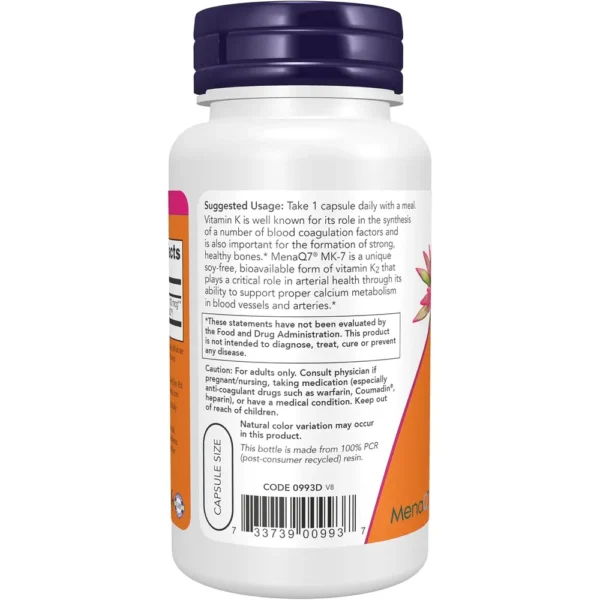 VITAMINA K2 MK-7 NOW FOODS 100 MCG 120 CÁPSULAS