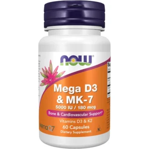MEGA D3 + MK-7 NOW FOODS 5000 UI / 180 MCG 60 CÁPSULAS
