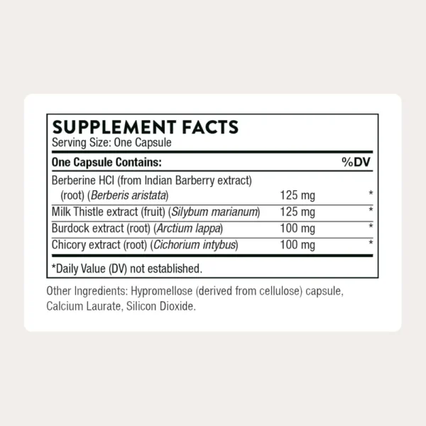 LIVER CLEANSE THORNE BERBERINA HCL + CARDO MARIANO 60 CÁPSULAS