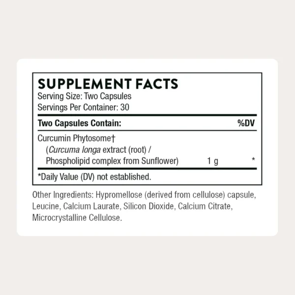 CURCUMINA PHYTOSOME THORNE 1000 MG POR PORCIÓN 60 CÁPSULAS