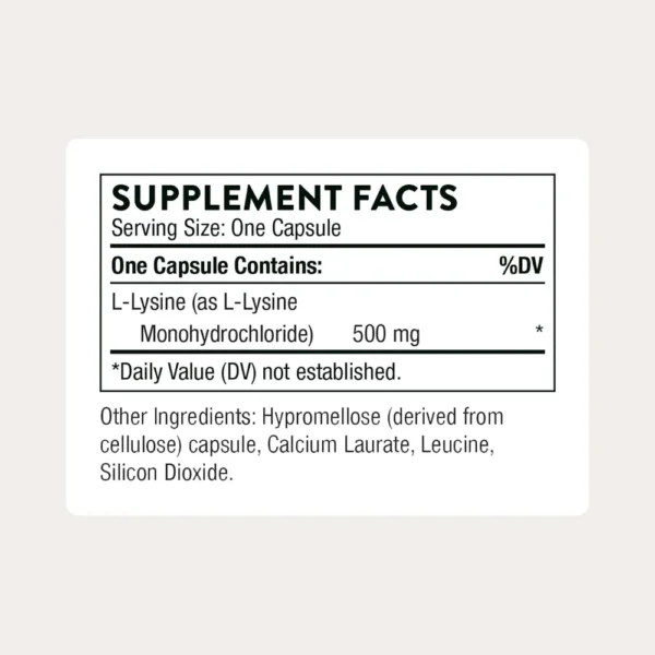 L-LISINA THORNE 500 MG 60 CÁPSULAS