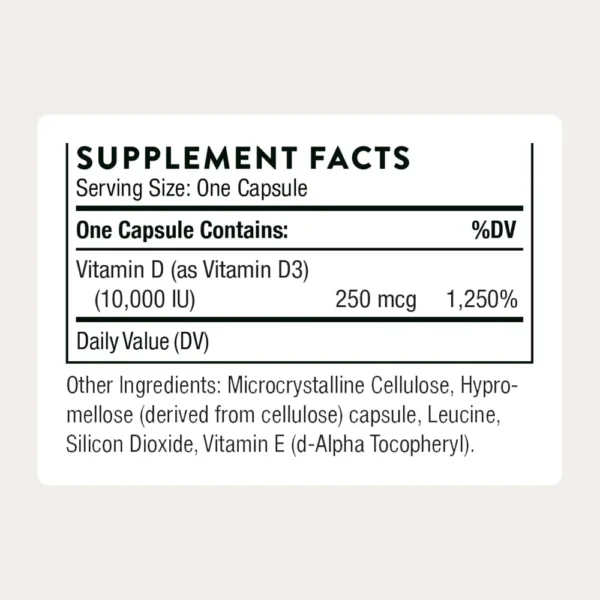 VITAMINA D3 THORNE 10000 UI 60 CÁPSULAS