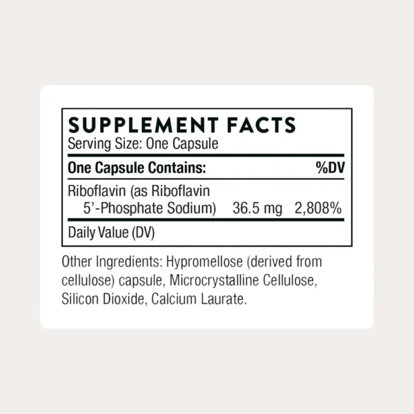 VITAMINA B2 RIBOFLAVIN 5'-PHOSPHATE THORNE 60 CÁPSULAS