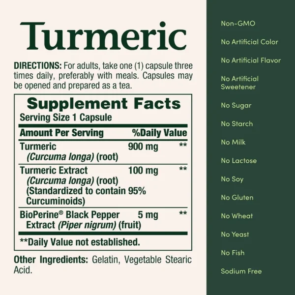 CÚRCUMA NATURE'S BOUNTY 1000 MG + BIOPERINE 5 MG 60 CÁPSULAS