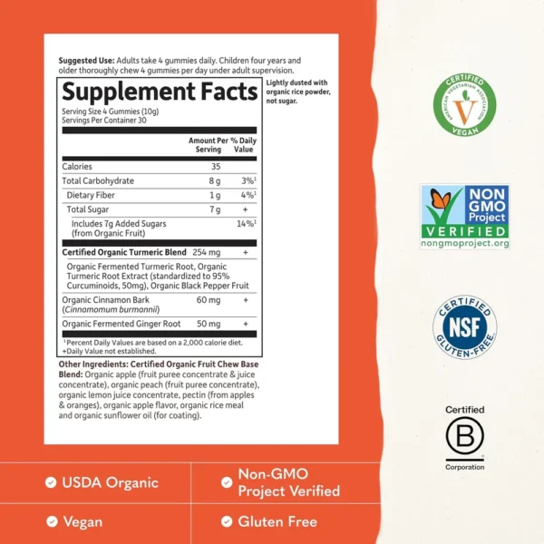 CÚRCUMA GARDEN OF LIFE ORGANICS CURCUMINA 50 MG 120 GOMITAS