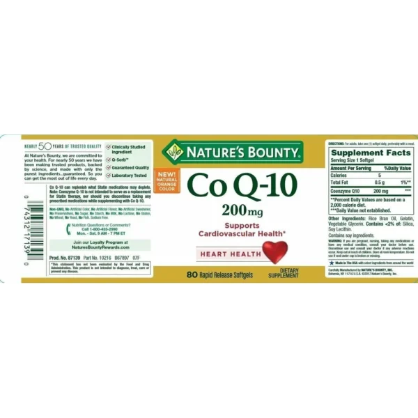 COENZIMA Q10 NATURE'S BOUNTY 200 MG 80 CÁPSULAS BLANDAS | PACK 3