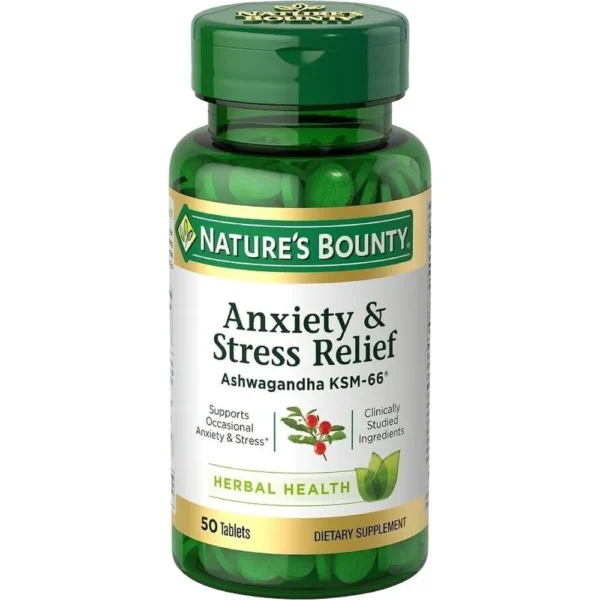 ASHWAGANDHA KSM-66 NATURE'S BOUNTY 600 MG + L-TEANINA 200 MG 50 TABLETAS
