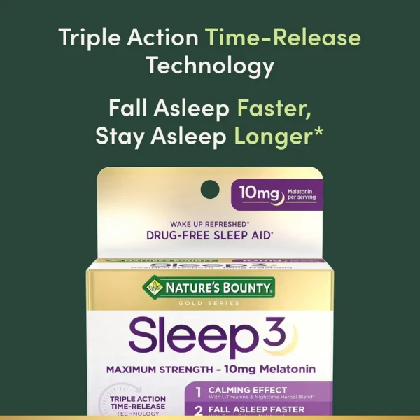 b07pxt5lyr_3.webp SLEEP3 MELATONINA NATURE'S BOUNTY 10 MG 60 TABLETAS TRICAPA