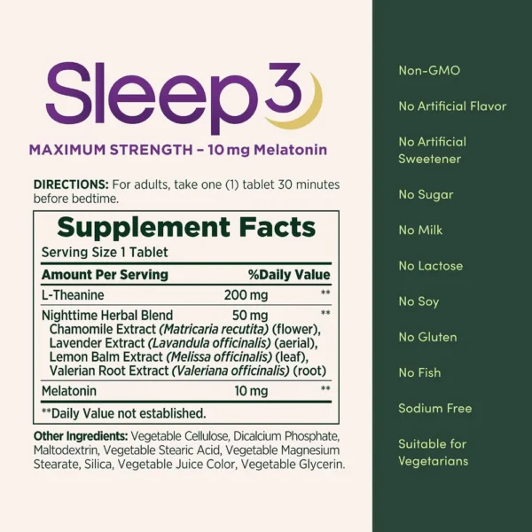 b07pxt5lyr_5.webp SLEEP3 MELATONINA NATURE'S BOUNTY 10 MG 60 TABLETAS TRICAPA