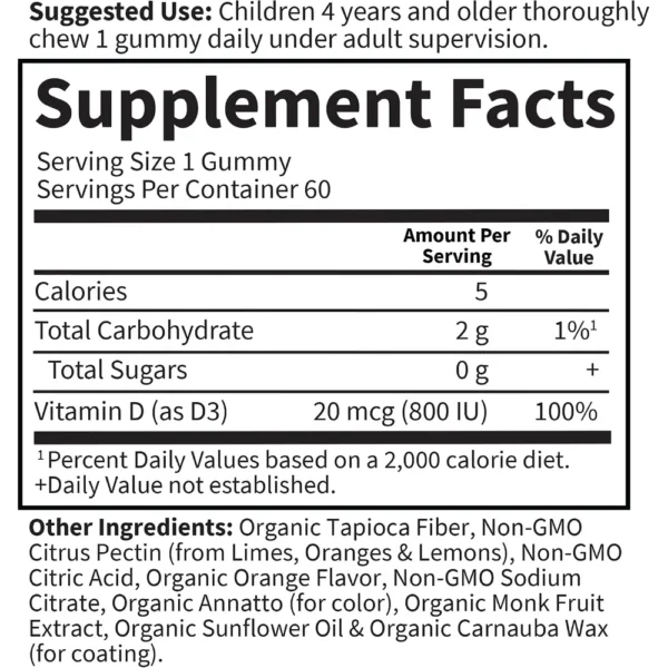 VITAMINA D3 GARDEN OF LIFE KIDS 800 UI NARANJA 60 GOMITAS