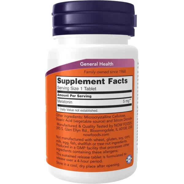 MELATONINA NOW FOODS 5 MG LIBERACIÓN PROLONGADA 120 TABLETAS