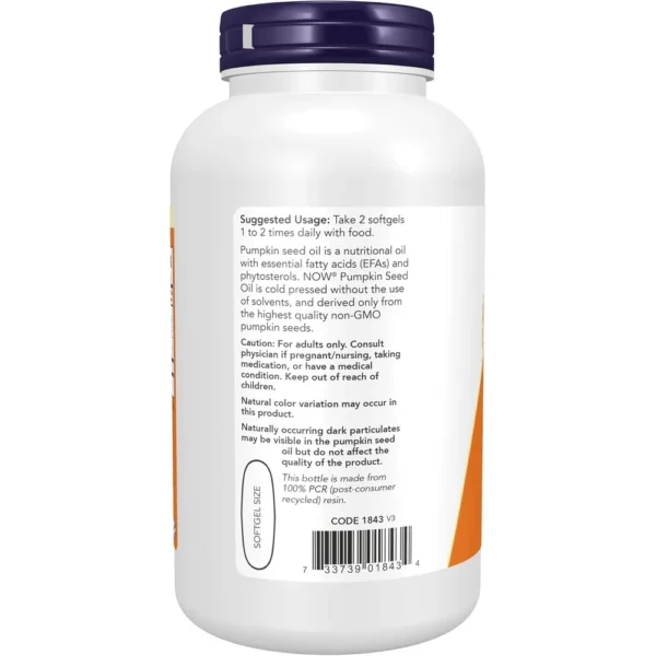 ACEITE DE SEMILLA DE CALABAZA NOW FOODS 1000 MG 200 CÁPSULAS BLANDAS