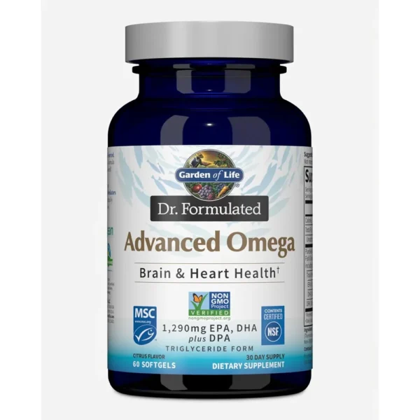 OMEGA 3 GARDEN OF LIFE DR. FORMULATED ADVANCED 1290 MG LIMÓN 60 CÁPSULAS