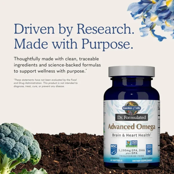 OMEGA 3 GARDEN OF LIFE DR. FORMULATED ADVANCED 1290 MG LIMÓN 60 CÁPSULAS