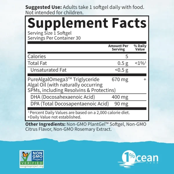 OMEGA 3 DHA VEGANO GARDEN OF LIFE DR. FORMULATED PRENATAL 400 MG + DPA 90 MG 30 CÁPSULAS