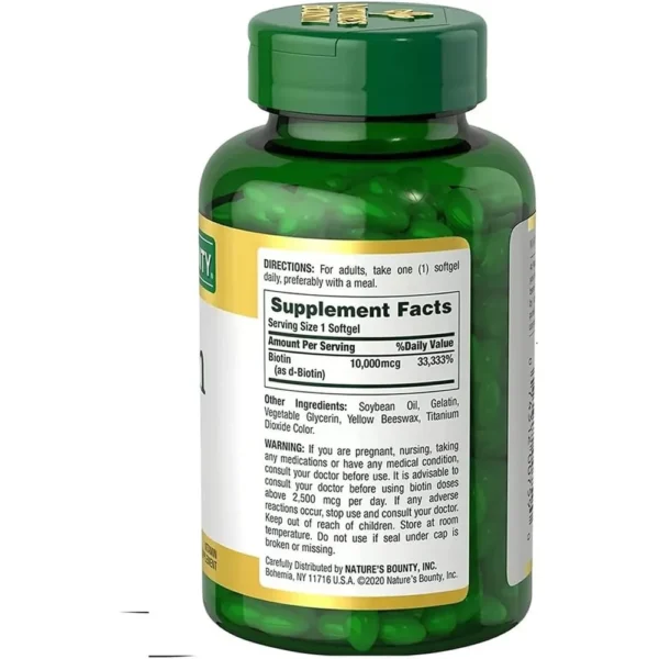 BIOTINA NATURE'S BOUNTY 10000 MCG 250 CÁPSULAS BLANDAS