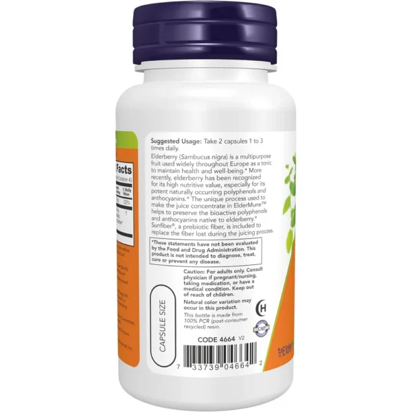 ELDERMUNE NOW FOODS CON SAÚCO + VITAMINA C 90 CÁPSULAS