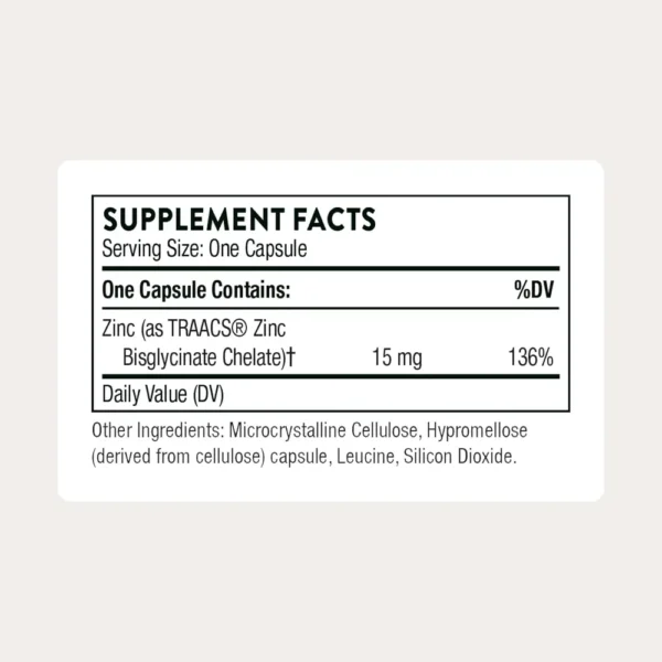 ZINC BISGLICINATO THORNE 15 MG 60 CÁPSULAS