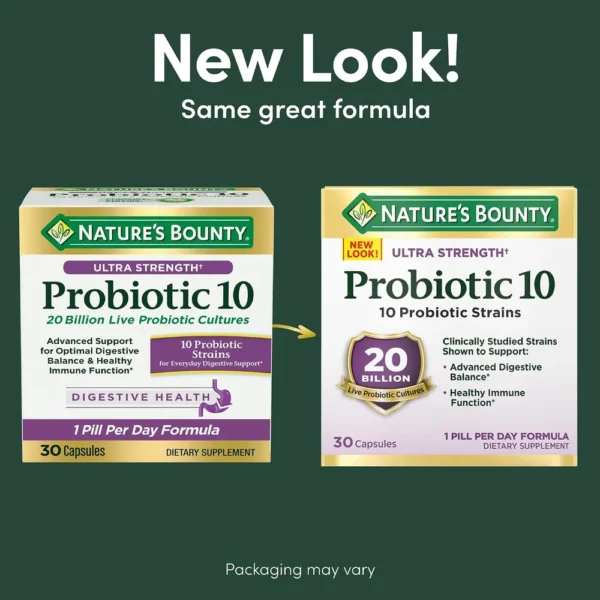PROBIÓTICO 10 NATURE'S BOUNTY 20 BILLONES 10 CEPAS 30 CÁPSULAS
