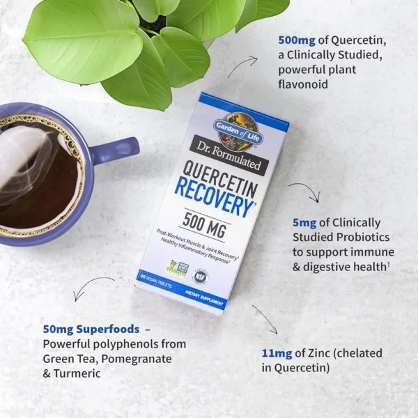 QUERCETINA GARDEN OF LIFE DR. FORMULATED RECOVERY 500 MG + ZINC 11 MG 30 TABLETAS
