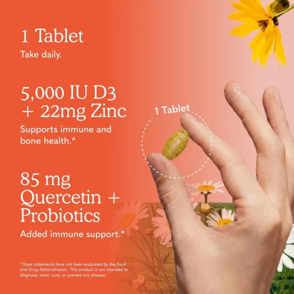 VITAMINA D3 + ZINC + QUERCETINA GARDEN OF LIFE DR. FORMULATED 5000 UI 30 TABLETAS