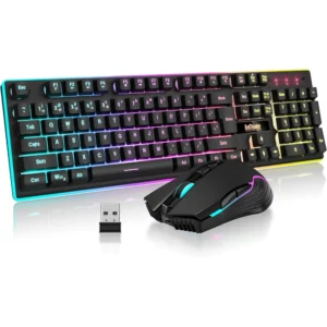 COMBO GAMER REDTHUNDER K10 TECLADO + MOUSE INALÁMBRICO 3200 DPI LED | NEGRO