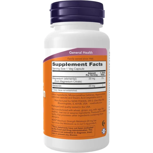 MELATONINA NOW FOODS 20 MG 90 CÁPSULAS