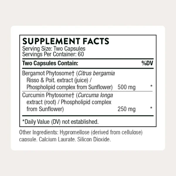 METABOLIC HEALTH THORNE BERGAMOTA + CURCUMINA PHYTOSOME 120 CÁPSULAS