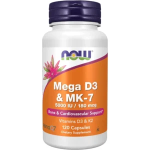 MEGA D3 + MK-7 NOW FOODS 5000 UI / 180 MCG 120 CÁPSULAS