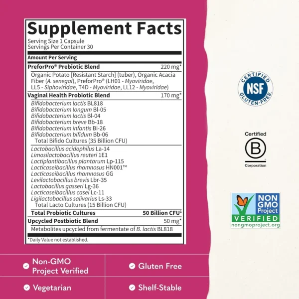 PROBIÓTICO GARDEN OF LIFE DR. FORMULATED WOMEN'S PH 50 BILLONES 15 CEPAS 30 CÁPSULAS