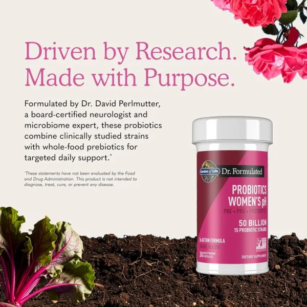 PROBIÓTICO GARDEN OF LIFE DR. FORMULATED WOMEN'S PH 50 BILLONES 15 CEPAS 30 CÁPSULAS