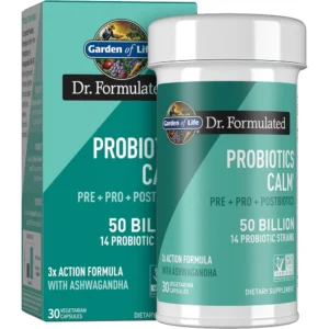 PROBIÓTICO GARDEN OF LIFE CALM 50 BILLONES 14 CEPAS + ASHWAGANDHA 300 MG 30 CÁPSULAS