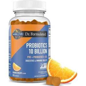 PROBIÓTICO GARDEN OF LIFE DR. FORMULATED 10 BILLONES 2 CEPAS + D3 800 UI NARANJA 60 GOMITAS