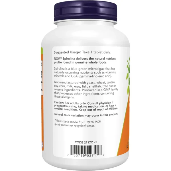 b0b195my9h_3.webp ESPIRULINA ORGÁNICA NOW FOODS 1000 MG 240 TABLETAS