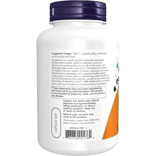 GLUTATIÓN NOW FOODS 500 MG CON CARDO MARIANO + ÁCIDO ALFA LIPOICO 120 CÁPSULAS