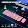 COMBO GAMER REDTHUNDER K10 TECLADO + MOUSE INALÁMBRICO 3200 DPI LED | ROSADO