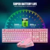 COMBO GAMER REDTHUNDER K10 TECLADO + MOUSE INALÁMBRICO 3200 DPI LED | ROSADO