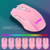 COMBO GAMER REDTHUNDER K10 TECLADO + MOUSE INALÁMBRICO 3200 DPI LED | ROSADO