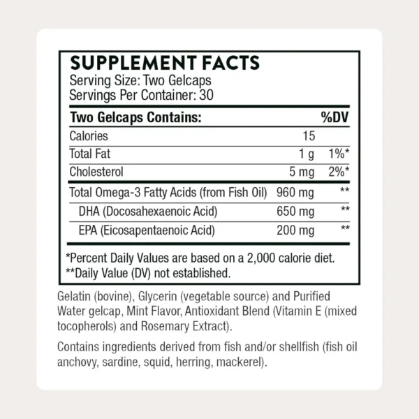 OMEGA-3 PRENATAL DHA THORNE EPA + DHA 60 CÁPSULAS BLANDAS