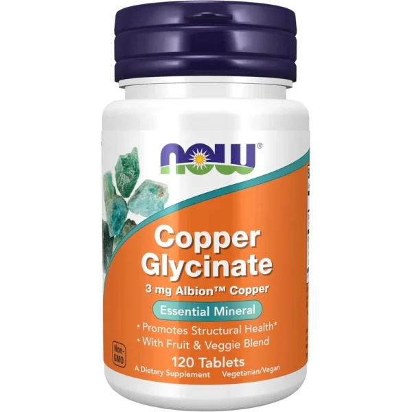 GLICINATO DE COBRE NOW FOODS 3 MG 120 TABLETAS